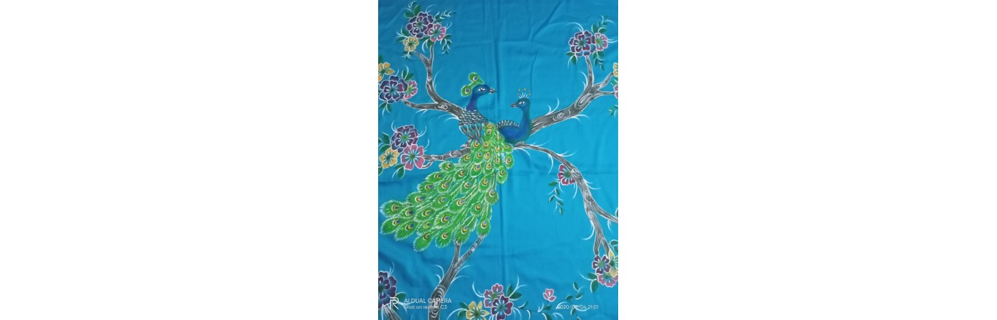 Handpainted customized double bed peacock print bedsheet